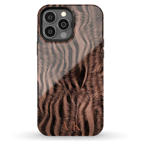 Custom Monogram Initials Chic Tiger iPhone Case